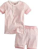 [Vaenait Baby]キッズ12ヶ月-7歳綿100％ルームウェア半袖パジャマ寝間着上下セット Lacy Pink Check L