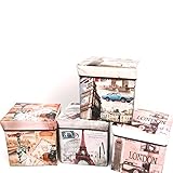 多目的 折りたたみ式 収納スツール 収納ボックス リビングボックス 収納ケース 整理箱 トランクボックス 車用収納ボックス 椅子 インテリア小物 8種(30×30×31cm) 【並行輸入品】 (London)