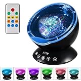 Ocean WaveプロジェクタNight Light with内蔵音楽プレーヤー、ytomリモートコントロール4サウンド& 7ライト& 12 LEDビーズ投影夜間用子供寝室、1h / 2h / 4h