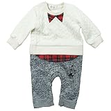 《秋冬春対応》SHORH KID'S(ショーキッズ) ニットキルト・布帛・ニット裏起毛シャツ重ね着風カバーオール 80cm/アイボリー NO.SD-70774