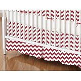 SheetWorld - Crib Skirt (28 x 52) - Red Chevron Zigzag - Made In USA by sheetworld