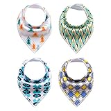 Cutelove ベビー　赤ちゃん　男女兼用　よだれかけ　4枚セット　二層 　三角 スナップ　防水　柔らかい　サイズ調整可能　出産準備　スタイ　綿製品（0-3T）