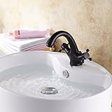 awxjx銅レトロスタイルとトイレ排水溝、ホットとコールドブラックシンクミキサータップ