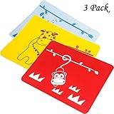ラブリー漫画の動物の子供の赤ん坊の幼児防水ソフトシリコーンロールアッププレースマット、キッズリユース＆滑り止め昼食夕食ランチョンマット、BPAフリー赤ちゃんのダイニングテーブルマット - 3色/設定