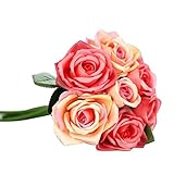 POTOJP 造花 手作り 造花 バラ ブーケ 枯れないお花 本物みたい 工芸 高級 贈り 壁掛け 結婚式 誕生会 二次会 お祝い 花束プレゼント インテリア 华道 (スイカの赤)