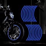 TOMALL 18pcs 16-19インチホイール反射リムステッカーデカールオートバイホイールカーサイクリング自転車自転車夜反射安全装飾テープ車用ユニバーサル反射ステッカー (ブルー)