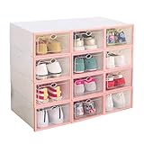 シューズボックス　透明クリアーケース 男性・女性 【靴箱/収納】【6箱入り】ピンク