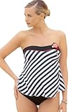 CacheCoeur （カシュクール） フランス インポート スラッシュストライプ マタニティ 水着 【BAHIA】 ブラック M(フランスサイズ)