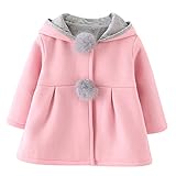 Goshang キッズ コート アウター ジャケット 子供服 ベビー服 女の子 長袖 防寒 ウサギの耳 キュート ポンポン付き フード付き