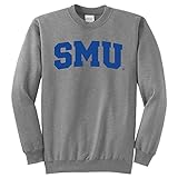 NCAA SMU Mustangsアーチクラシッククルーネックスウェットシャツ、Large、ライトヘザーグレー