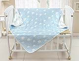 BEREAM ベビーケット ガーゼケット 110×110cm ガーゼ タオル 子供 バスタオル ベビー タオルケット 新生児 赤ちゃん 綿 100% フワフワ (雲柄 ブルー)