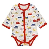 ( チャックル ) chuckle 乗り物柄 長袖 前開き ロンパース アイボリー 70cm P2323-70-11