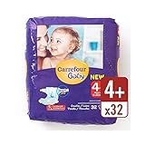 赤ちゃん超乾燥サイズ4+おむつはパックごとにパック32を運びます (Carrefour) (x 4) - Carrefour Baby Ultra Dry Size 4+ Nappies Carry 