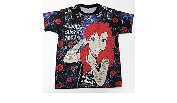 Amazon 男女兼用 ユニセックス ダークプリンセス デジタルプリントtシャツ リトルマーメイド アリエル ストリート タトゥー 姫 M Tシャツ カットソー 通販