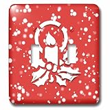 ラス・ビリントン・デザインホワイトクリスマスデザイン – ホワイトクリスマスdesign-レッドandホワイトCandle and Holly – 照明スイッチカバー – ダブル切り替えスイッチ( L