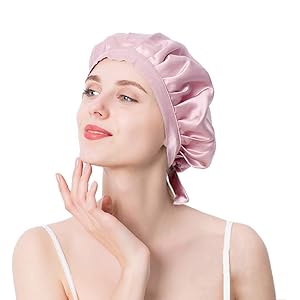 Ansen シルクナイトキャップ 渡辺直美 シルク ナイトキャップ ロングヘア ヘアキャップ リボン 天然シルク100% 1/4周ゴム 枝毛防止 保湿美髪