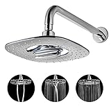 LORDEAR Luxury Large 8" 3 Function High Flow Rainfall Shower Head, ABS Material with Chrome Finish,W