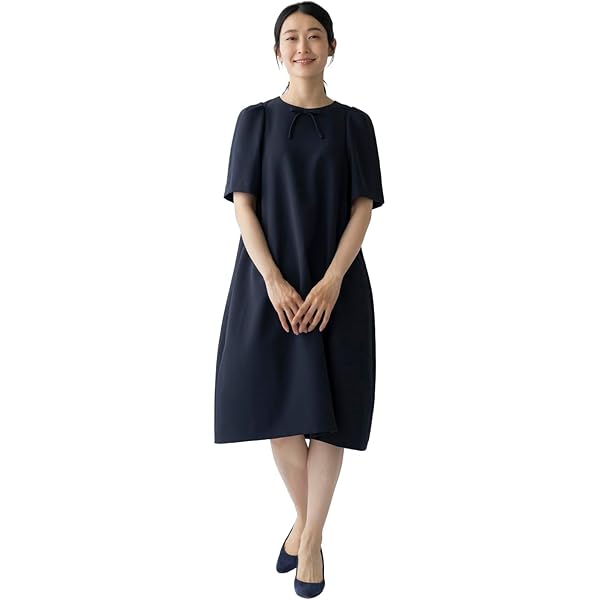 SONO NAVY Dot Jacquard ラウンディッシュフレアチュニック SONO NAVY Dot Jacquard ラウンディッシュフレアチュニック