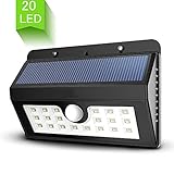 20 LED ソーラーライト ワイヤレス人感センサー 屋外照明/軒先/壁掛け/庭先/玄関周りなど対応 夜間自動点灯 (LED20個)
