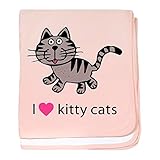 CafePress – I Love Kitty Cats – スーパーソフトベビー毛布、新生児おくるみ ピンク 05443463396832E