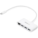 StarTech.com 3ポートUSB 3.0ハブ(ギガビットEthernetポート搭載) USB Type-C接続 USB 3.0ハブ搭載有線LANアダプタ ホワイト HB30C3A1GEA