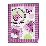 Lambs & Ivy Hopscotch Jungleウォーム＆コージーブランケット/毛布 友達の輪 ピンク/パープル/ホワイト