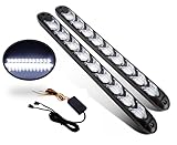 LED シーケンシャル 流れる ウインカー 9連 /12連 デイライト 12V 車 用 ライト 防水 2本セット 汎用 (9連 LED ホワイト・アンバー)