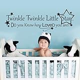 ベビー保育園壁デカール保育園壁引用Little Star星壁ステッカー言葉壁壁画グラフィック保育園壁decor-twinkle Twinkle Little Star 18"x58" ブラウン