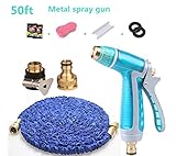 拡張可能なガーデンホースガーデン、灌漑、洗車、窓、街路清掃用の調整可能なスプレーモード,50Ft