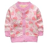 Cutelove　カーディガンTシャツ　ニット　編み物　ラウンドネック　苺柄　ロングスリーブ　長袖　綿　女の子　ガールズ　ベビー　赤ちゃん　幼児　ベビー服　秋　冬　可愛い　ファッション　素敵　カジュア