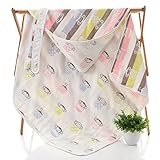 (newjp)綿100％6重ガーゼおくるみ ベビーバスタオル バスローブ アフガンにも　通気性抜群90×90 (カラフルマンキ)