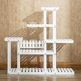 TIDLT フラワースタンド 無垢材 リビングルーム バルコニー インドア 多層 ストレージラック ホワイト (色 : White -2)