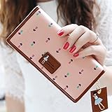韓国のファッショナブルな花の絵の女性の長財布 (ピンク)