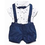 vicvik USベビー男の子ボウタイ紳士ロンパースジャンプスーツオーバーオールロンパース2色 95 ブルー