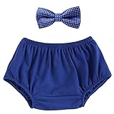 新生児写真撮影小道具 子供服 ベビー服 夏 ショーツ蝶ネクタイ2点セット 赤ちゃん男の子 下着パンツ 3-24か月 パンツ コスチューム 寝相アート 着ぐるみ 出産祝い 可愛い (サファイア色)