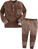 [Vaenait Baby]キッズ子供ベビー服綿100％ルームウェア長袖パジャマ寝間着上下セット Warm Simple BrownM