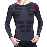 【ANION】加圧Tシャツ コンプレッションウェア 長袖シャツ 姿勢矯正 スポーツシャツ 男性用機能性肌着 (L)