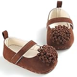 PUERI ファーストシューズ　ベビー　赤ちゃん　女の子　歩行練習 柔らかい靴底　出産祝い　プレゼント (L, ブラウン)