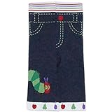 【日本製】2016年 秋冬 はらぺこあおむし 綿混ニット デニム風 ７分丈パンツ THE WORLD OF ERIC CARLE ネイビー◇80-90cm