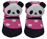 ツイン ベビーソックス パンダマスコット付 11~13cm ドット靴 ローズ