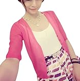 (コレール) Keral 半袖 トップス ニット 日焼け止め 薄いカーディガン_レッド