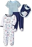 Rene Rofe Baby Boys ' take-me-home 4pcセットwithボディスーツ、よだれかけ、パンツとカバーオール カラー: ブルー