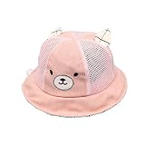 1-2歳女ベビー用春夏秋帽子/漁夫帽/バケットハット/トピー/太陽帽 コットン 小熊耳キャップ 日焼け止め (ダークピンク)