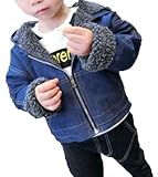 CAIXINGYI少年の子供の冬プラスカシミヤのコートの少年と少女の子羊のウールのデニム服4-5歳 (110CM, 青)