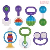 [ tiaeri ]ベビーグラブ&スピンRattle Musical Toyギフトセット、赤ちゃんの最初Teether玩具、BPAフリー、韓国製、iris7p
