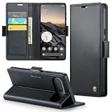 Google Pixel 10 / 10 Pro ケース 手帳型 財布型 カードポケット付き ピクセル10 / 10 Pro 用 携帯カバー カード収納 Uovon スマホケース 高級レザー 耐衝撃 全面保護 スタンド機能 ストラップホール付き マグネット式 · ブラック