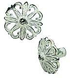 Nach pc-8014 Ornate Flowerノブ、鋳鉄、ホワイト、( Set of 6 )