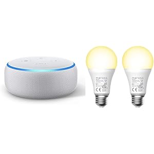 Echo Dot 第3世代 - スマートスピーカー with Alexa、サンドストーン + Meross Wifi スマートLED電球 調光 調色モードライト カラー1600万色 2個入り