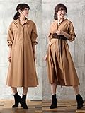 Angeliebe エンジェリーベ マタニティ ワンピース 授乳しやすい ベルト付き シャツ ワンピ 妊婦服 産前 産後 長袖 フリー ベージュ 22188 22188200