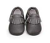 AngelaKerry 幼児の赤ちゃん 春秋タッセル PU ファーストシューズ ベビー靴 11CM(3-6月) グレー [並行輸入品]